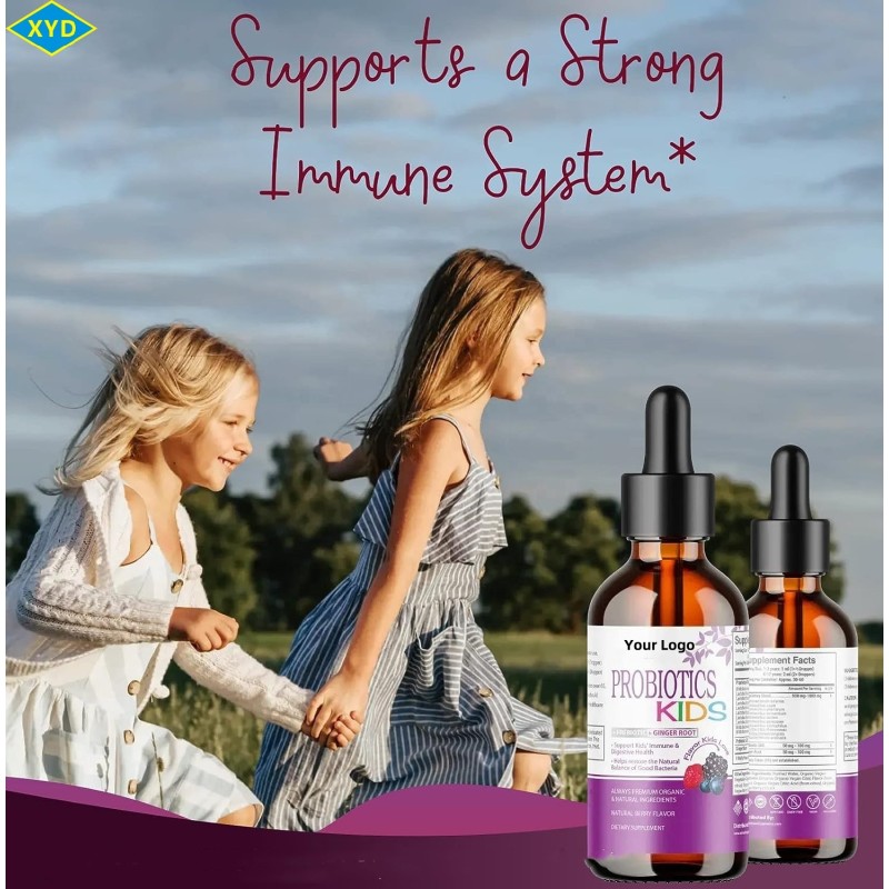 OEM Private Label  Oral Liquid Kids Probiotic Drops with Lactobacillus Acidophilus Probiotic