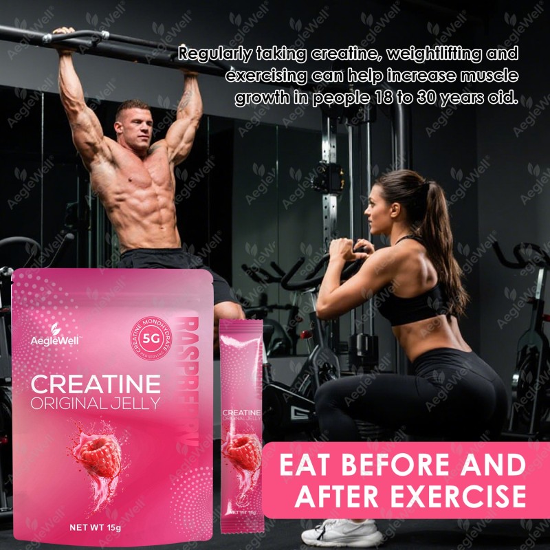 AegleWell Creatine Monohydrate Jelly for Men & Women Creatine Jelly Pre-Work Out for Muscle Strength Energy boost Custom Flavour
