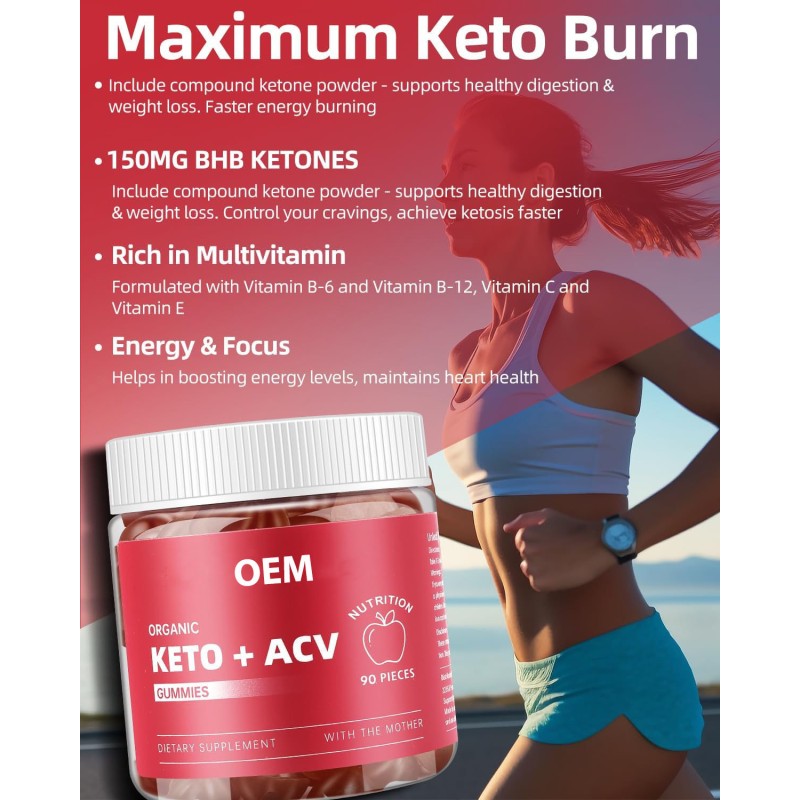 OEM Private Label Vegan and Non -GMO Apple Cider Vinegar Gummies AVC Gummies Without Sugar