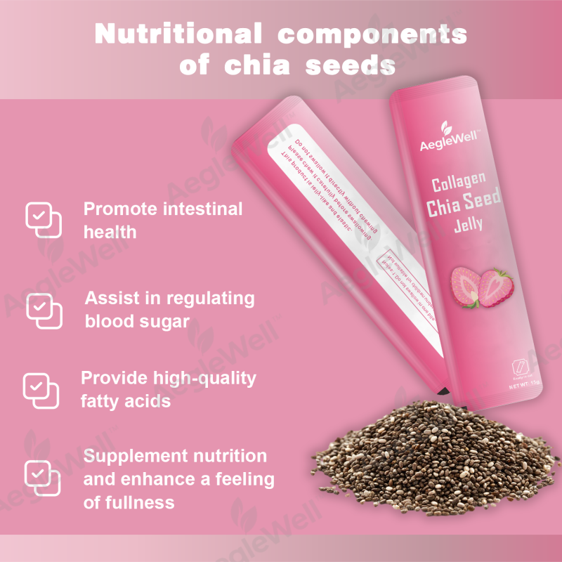 Collagen Jelly with Chia Seed  Stick Vegan Collagen Hair Skin Nails Beauty Bone Vitamins Minerals Antioxidants for Men & Women