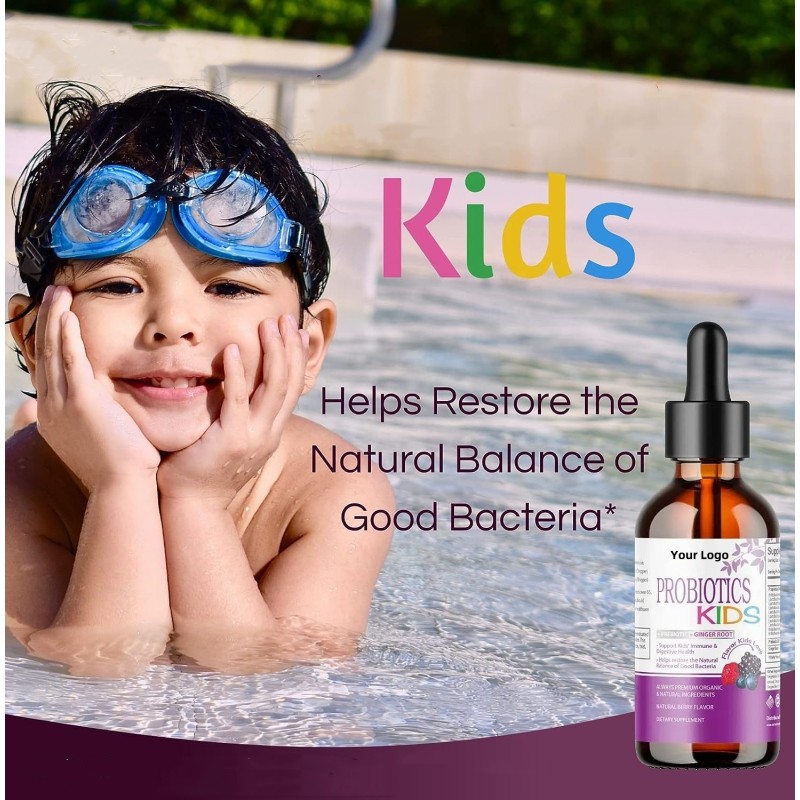 OEM Private Label  Oral Liquid Kids Probiotic Drops with Lactobacillus Acidophilus Probiotic