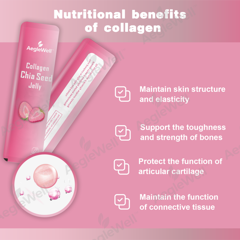 Collagen Jelly with Chia Seed  Stick Vegan Collagen Hair Skin Nails Beauty Bone Vitamins Minerals Antioxidants for Men & Women