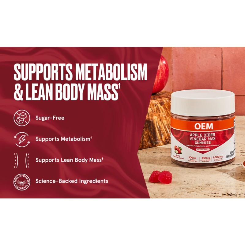 OEM Private Label Sugar Free Apple Cider Vinegar Gummies Apple Cider Vinegar Keto Supplement for Cravings