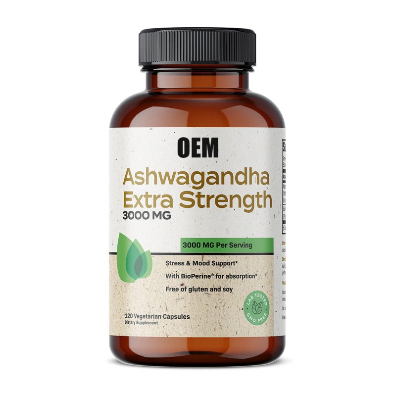 OEM Natural Mood Support Ashwagandha Herbal Supplement Capsules