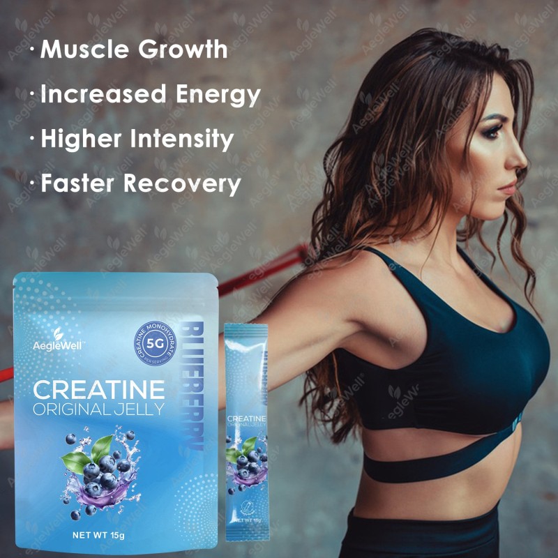 AegleWell Creatine Monohydrate Jelly for Men & Women 0g Sugar Creatine Jelly Pre-Work Out for Muscle Strength, Vegan