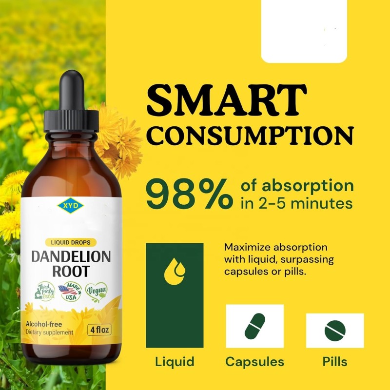 Private Label Wholesale Herbal Supplement Liquid Drops Cleanse Liquid Dietary Dandelion Root Drops