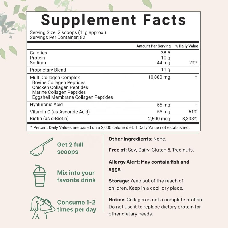 OEM Collagen Peptides Powder Hydrolyzed Collagen Powder for Hair, Skin, Nail,Grass-Fed Collagen Supplements for Women and Men