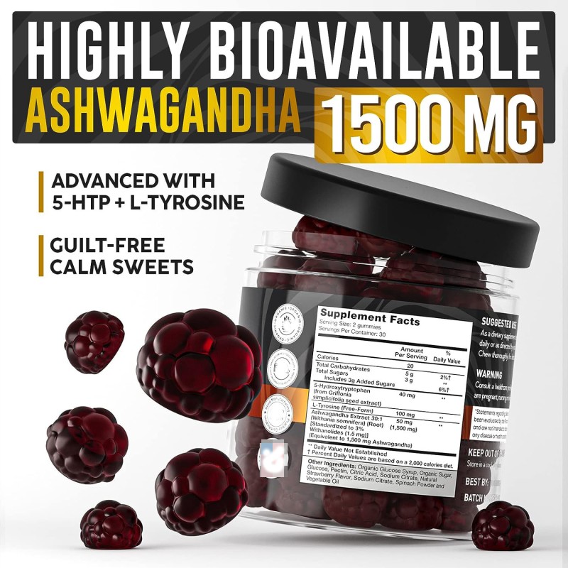 OEM Private Label Ashwagandha Herbal Supplement for Sleep, Stress Balance Ashwagandha Gummies for Women & Men