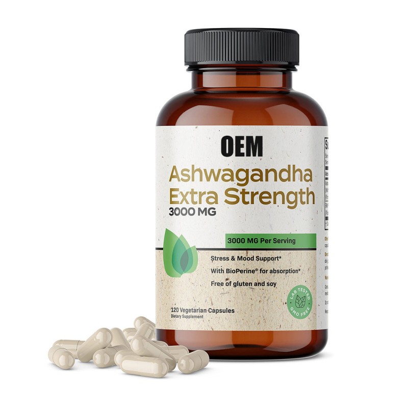 OEM Natural Mood Support Ashwagandha Herbal Supplement Capsules