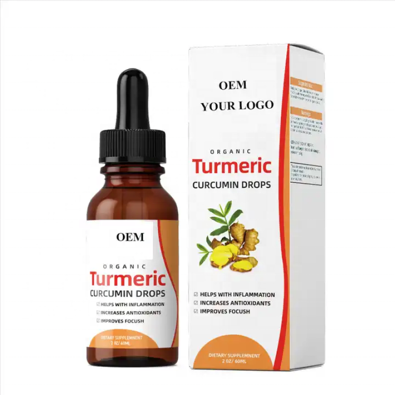 OEM Private Label Organic Turmeric Curcumin Ginger Liquid Drops Bones Joints Immunity Support Turmeric Extract Drops