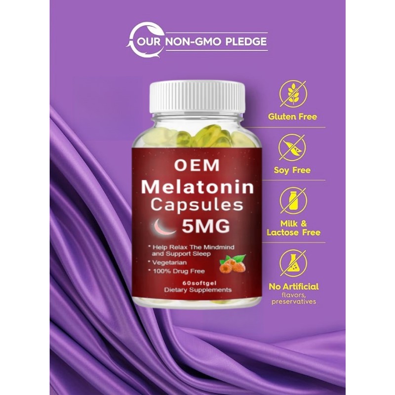 OEM Melatonin Softgel Mind Relaxing& Sleep Support Softgels Dietary Supplement for Men&Women
