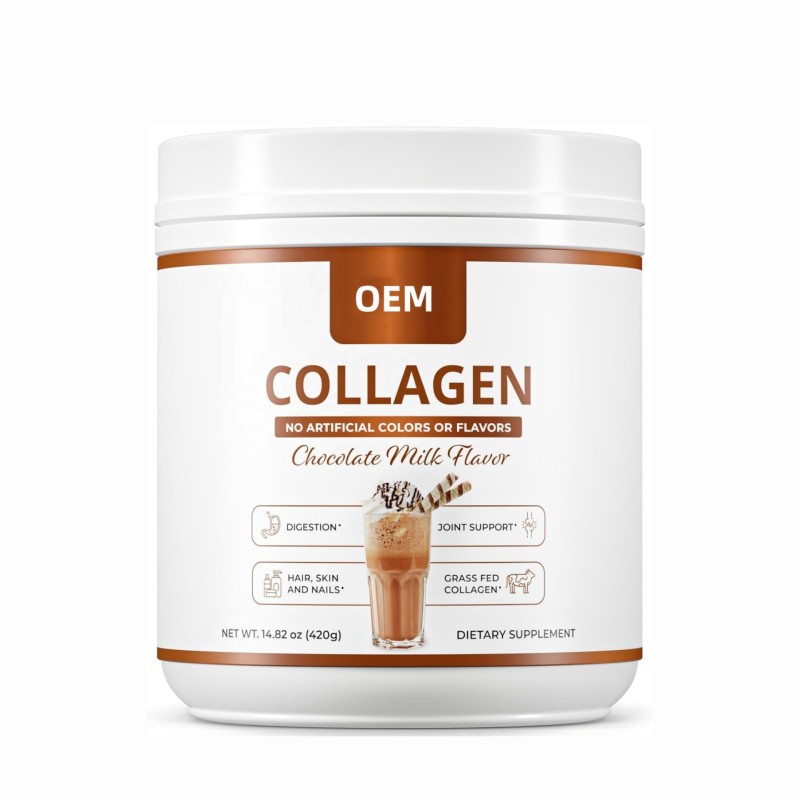 OEM Private Label Collagen Supplements Collagen Peptides Powder for Hair Skin Nail&Joint Support Chocolate Flavour