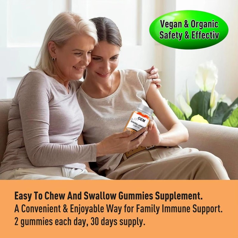 OEM Customized Vegan & Organic Berberine Gummies 1200 mg Sugar Free Berberine HCL Gummies