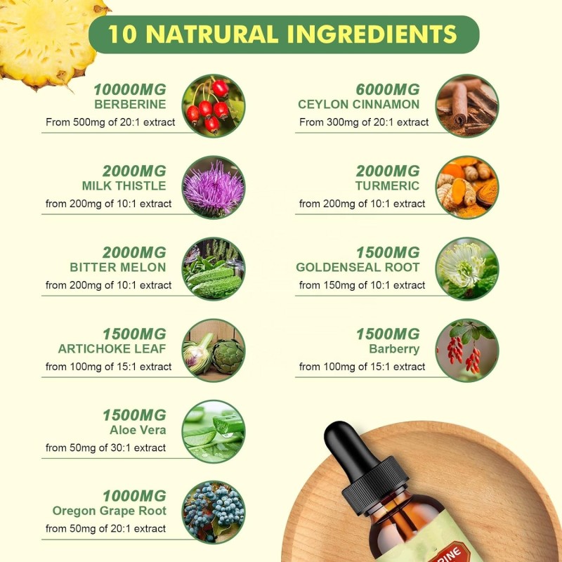 OEM Private Label Berberine with Ceylon Cinnamon Milk Thistle Liquid Drops Premium Berberine HCL Tincture
