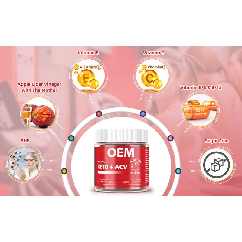 OEM Private Label Vegan and Non -GMO Apple Cider Vinegar Gummies AVC Gummies Without Sugar