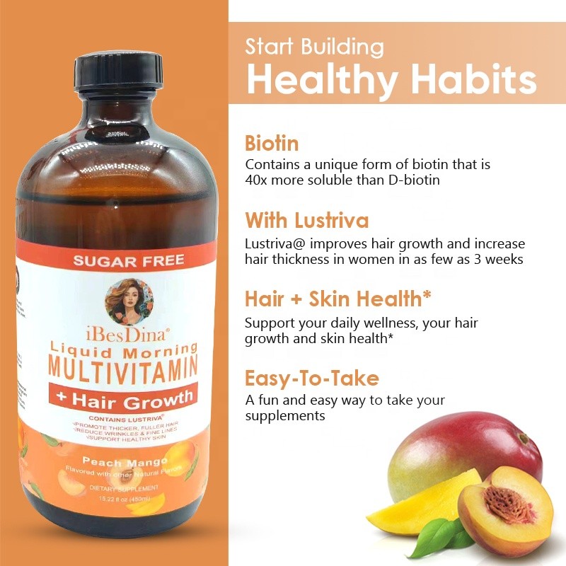 Factory Direct Supply OEM  Hair Growth Supplement Formula Liquid Tincture Multivitamin Drop for Hair Growth Reduce Wrinkle