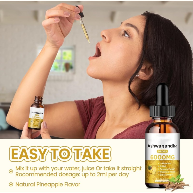 OEM Private Label Organic Ashwagandha Liquid Ashwagandha Drops Cognitive Function and Focus Booster