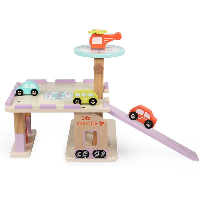Wooden Park Toy Factory - Simulation Gas Station Car Track