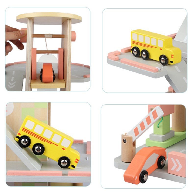 Wooden Park Toy Factory - Simulation Gas Station Car Track