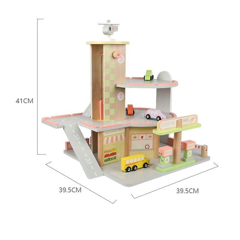Wooden Park Toy Factory - Simulation Gas Station Car Track