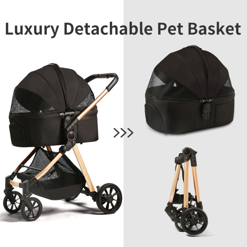 Pet Stroller Factory - 3 in 1 Small Medium Pets Black