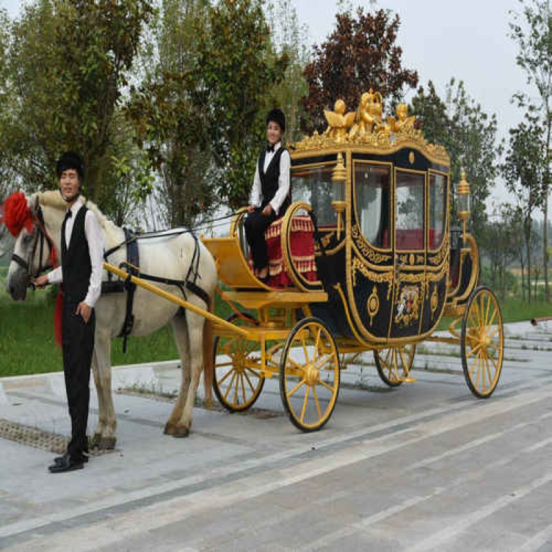 Horse Carriage Manufacturer - Black Wedding Vehicle Cart