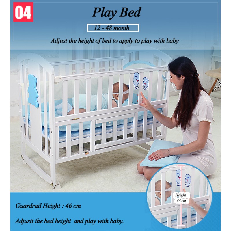 New Zealand Crib Manufacturer - Solid Pine Wood Optional Bedding
