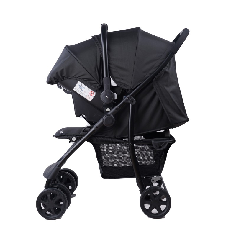 Folding Stroller Factory - Wholesale 3 in 1 Black Extended Canopy