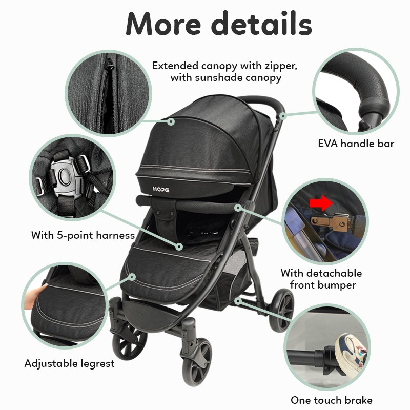 Infant Stroller Manufacturer - Foldable Adjustable Canopy Suspension