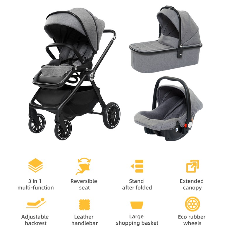 New Design Stroller Factory - 3 in 1 Set Reversible Car Seat