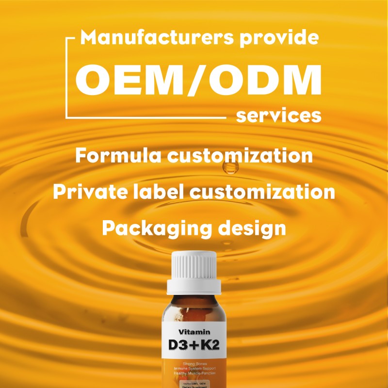 Healthcare Supplement OEM Liquid Vitamin D3 With Vitamin K2 Support Strong Bones Vd3+k2 Drops