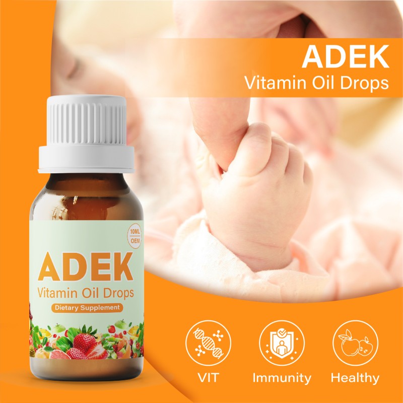 Custom Logo Best Price Vitamin ADEK Nutrition Supplement Support Wholesale Oil Drops for Children Health Care