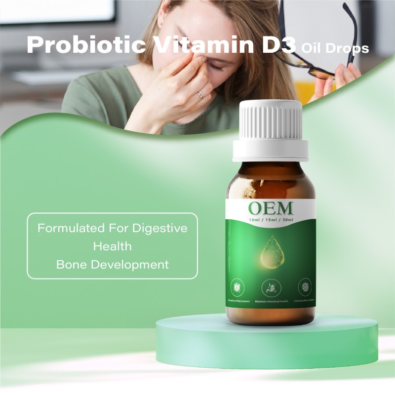 OEM Health Supplement Private Label Vitamin D Oil Liquid Drops with Probiotics for Infants & Babies With Lactobacillus Rhamnosus