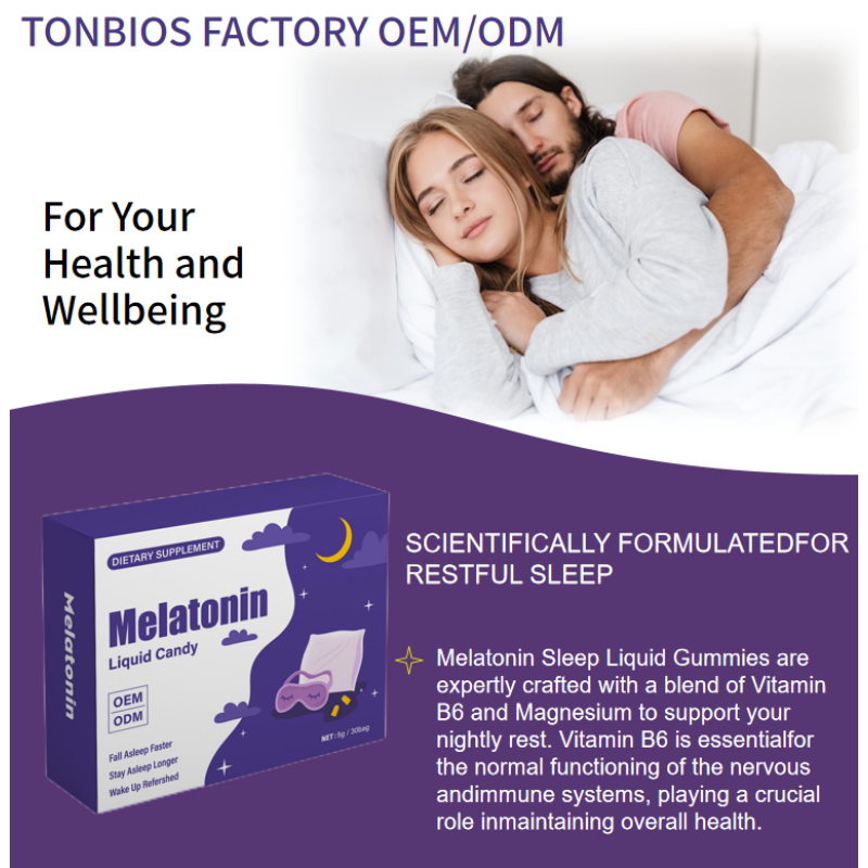 OEM Sleep Well Supplement Relax for Adult Melatonin Liquid Gummy Calm Mood GABA L-theanine Melatonin Liquid Gel