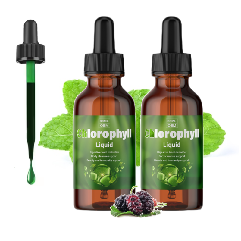 OEM/ODM Private Label 4X Potency Concentration Organic Drops Liquid Chlorophyll for Detox Cleanse Body