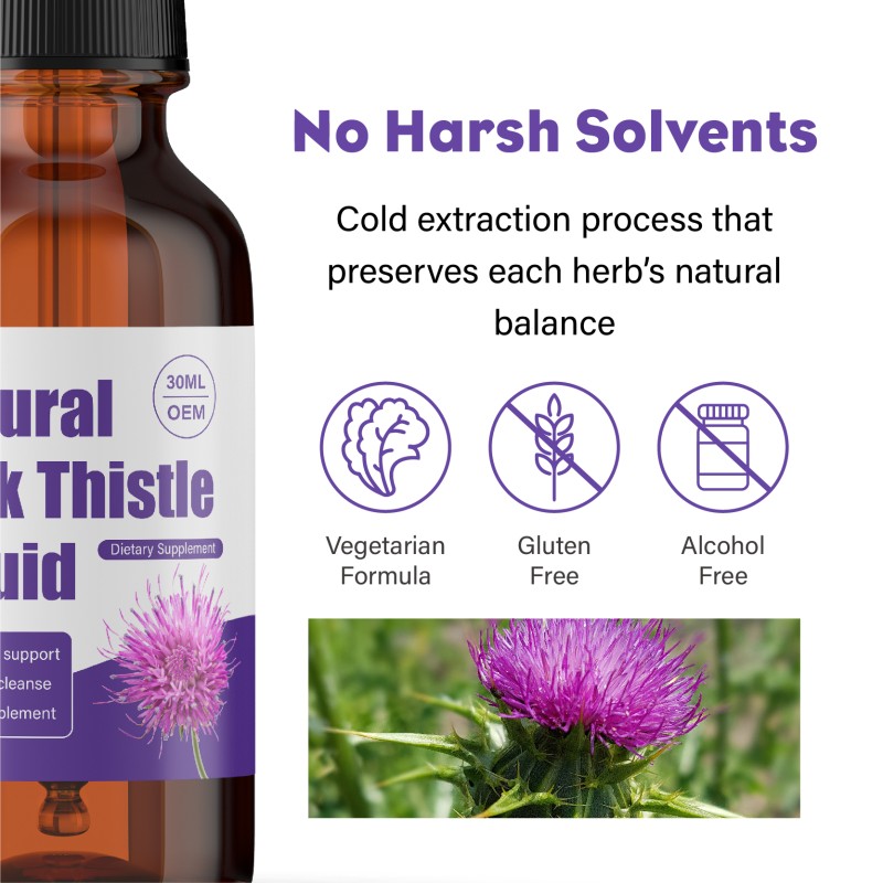 OEM Supplement for Hangover Supplement Liver Tincture Natural Milk Thistle Extract Liquid Drops Alcohol Free Vegetarian