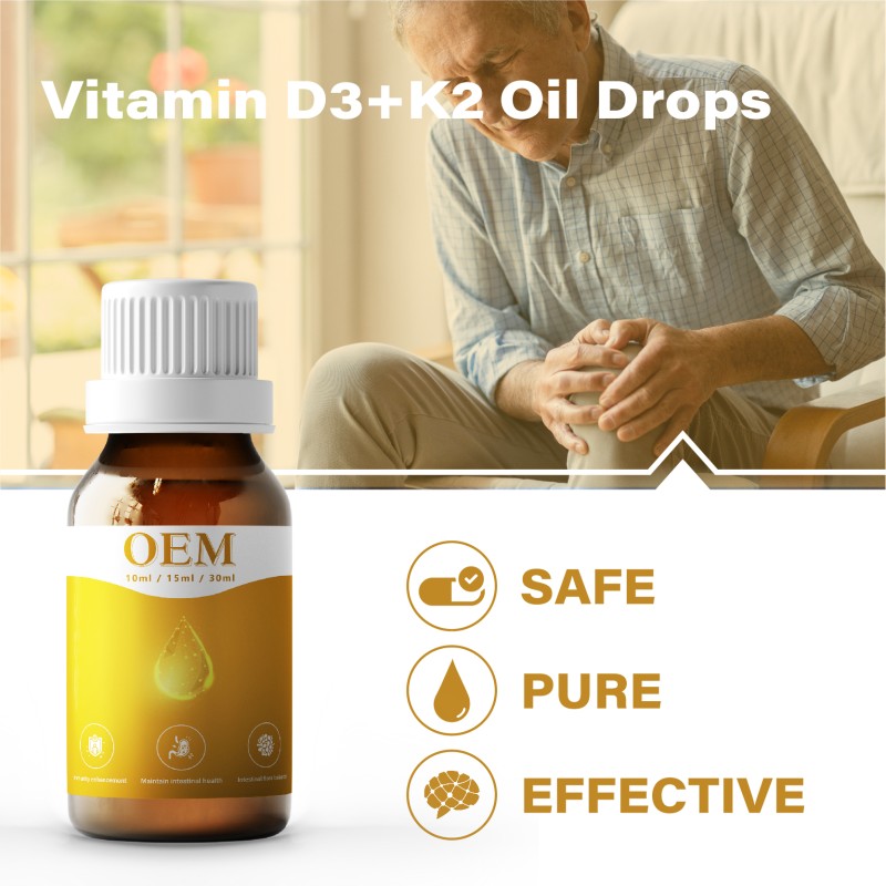 OEM GMP ISO Sugar Free Vitamin D3 K2 Drops Premium Supplement for Bone Immune Health
