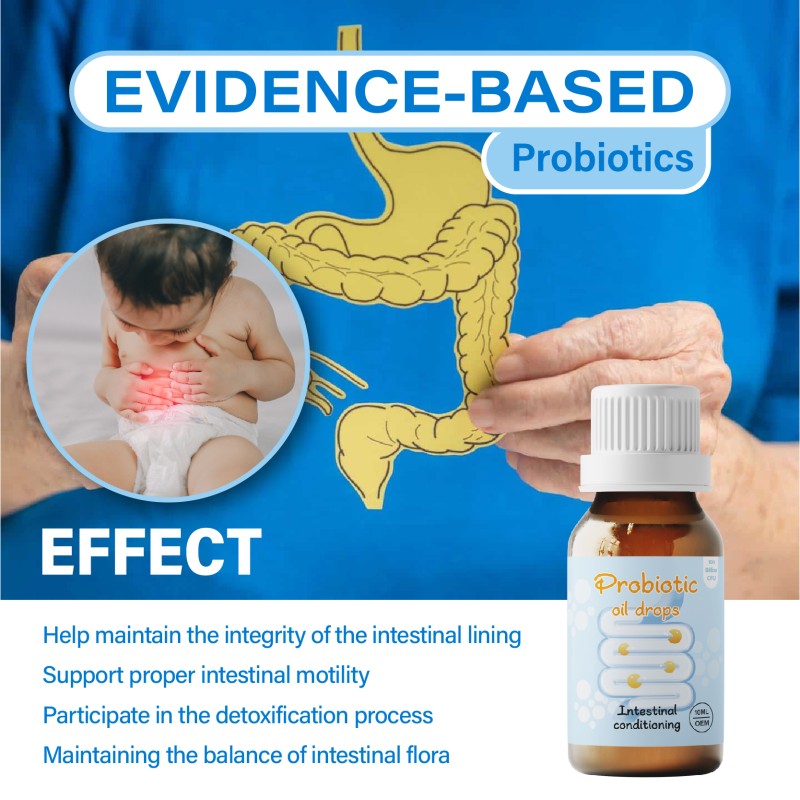 OEM Bifidobacterium Breve, Bifidobacterium Longum Subsp. Probiotic Oil Drops for Immunity Digestion Skin Health Weight & Bowels