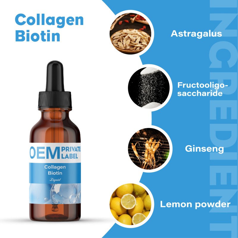 Factory Price OEM/ODM Vitamins Supplement Hair Growth and Protection Collagen Biotin Liquid Drops for Hair Skin & Nails