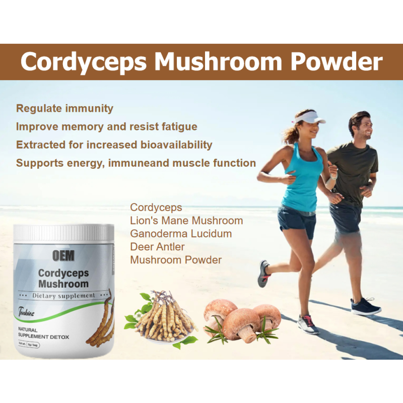 Organic Immune Support Memory Nootropic Brain Supplement Reishi Cordyceps Mushroom Lions Mane Mushroom Ganoderma Lucidum Powder