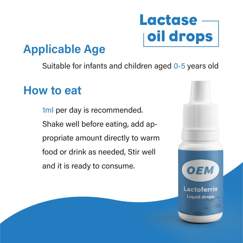 OEM Milkaid Lactase Enzyme Drops 14ml 20000ALU Per Milliliter Lactase Digestive Enzymes Oil Drops