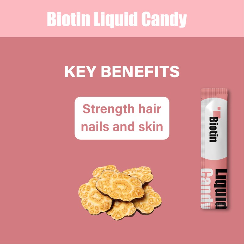 OEM New Effective Forumula for Hair Growth Supplement Skin and Nails Health Vitamin Biotin Liquid Gummies