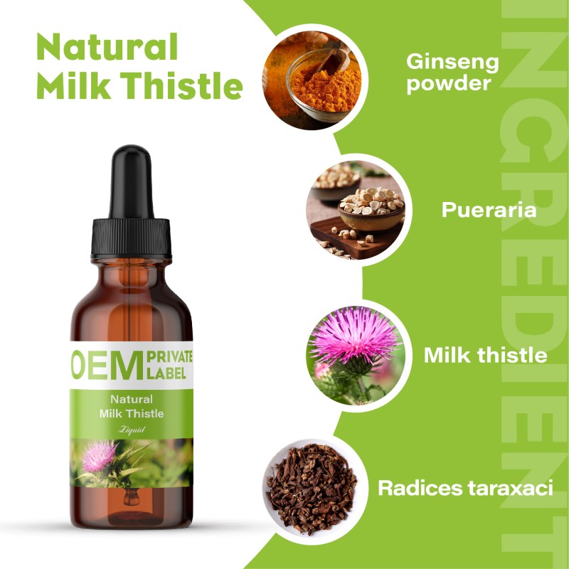 OEM Liver Health Support Organic Milk Thistle Drops Milk Thistle Extract Liquid Drops Supplement for Liver Cleanse Detox Repair