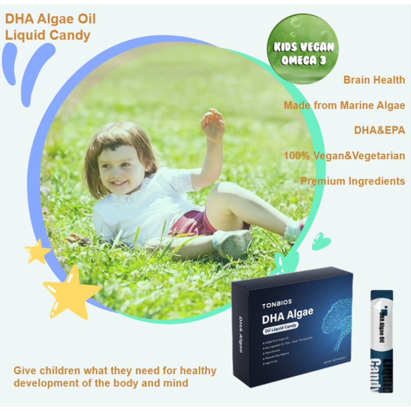 Natural Algae Oil DHA Fatty Acid Docosahexaenoic Acid Liquid Gummy for Baby Brain Intelligence Puzzle and Brain Supplement
