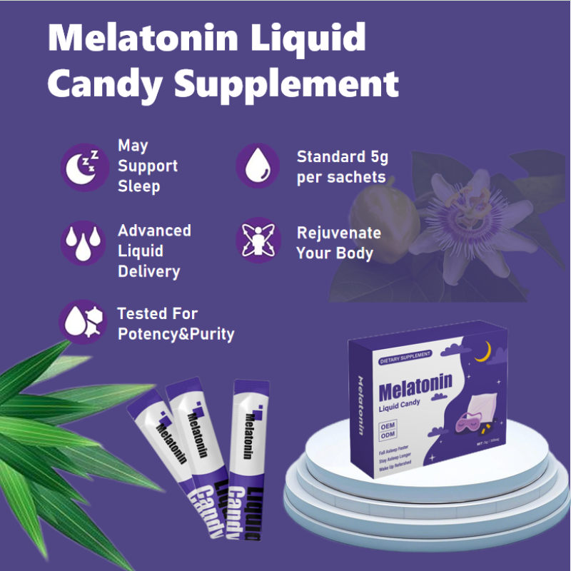 OEM Sleep Well Supplement Relax for Adult Melatonin Liquid Gummy Calm Mood GABA L-theanine Melatonin Liquid Gel