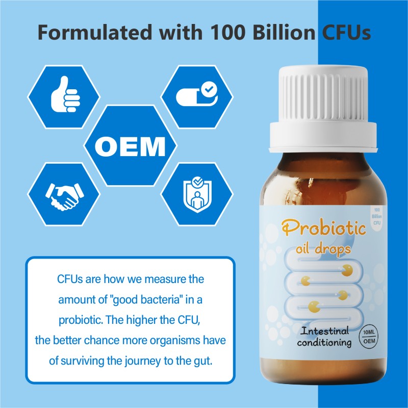 Factory Price Probiotics Oil Drops 100 Billion CFU,  Bloating & Gas, Digestive Health Support