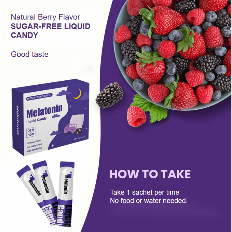 OEM Sleep Well Supplement Relax for Adult Melatonin Liquid Gummy Calm Mood GABA L-theanine Melatonin Liquid Gel