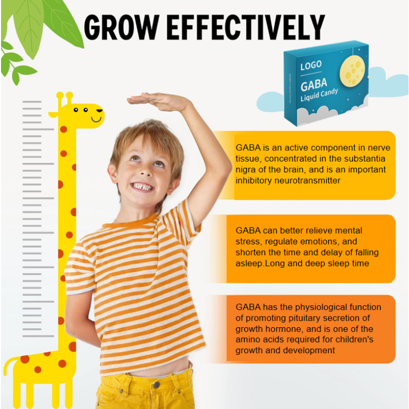 OEM GABA Liquid Gummy Gamma-Aminobutyric Acid Stress Relieve Increased Height Children Colostrum Basic Protein