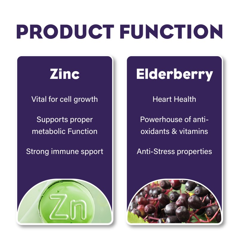 OEM Boost Immune Highly Concentrated Elderberry Zinc Lactate Liquid Drops for Kids Children OEM Formula
