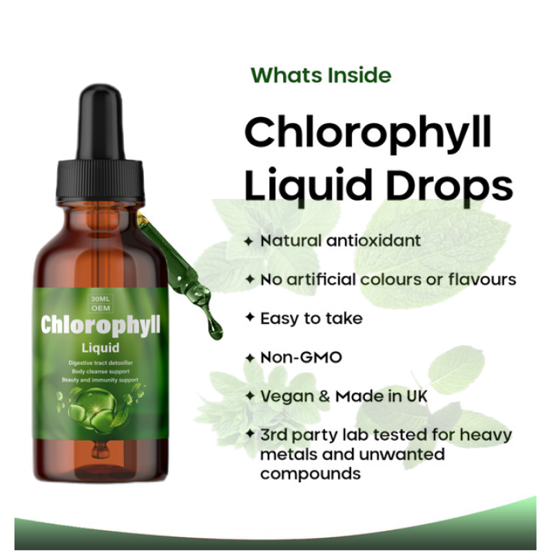 OEM/ODM Liquid Chlorophyll Water Herbal Extract Chlorophyll Drops Energy Supplement Fast Absorbing Liquid Chlorophyll